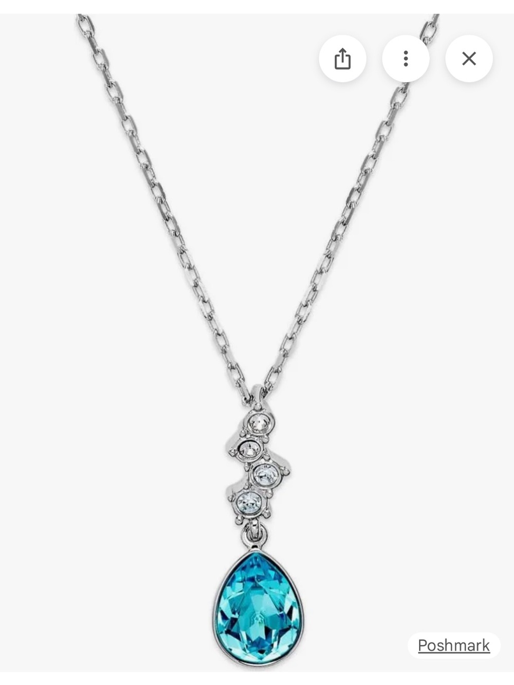 Swarovski Blue Teardrop Crystal Pendant Necklace